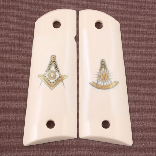 Colt 1911 FIT Model Les Baer, Nowlin, Springfield, Kimber Fildişi Akrilik Pirinç Logo 