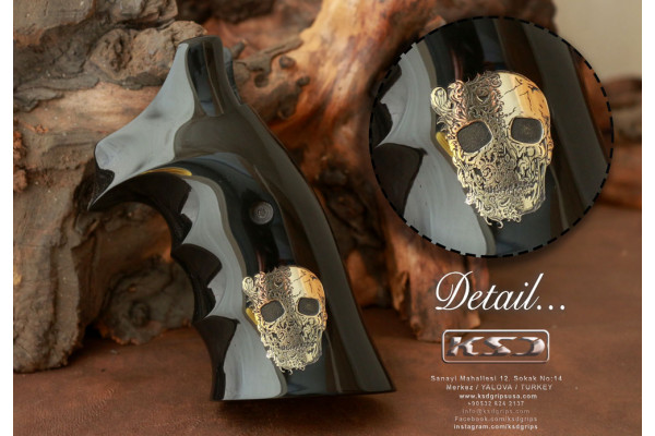 Smith Wesson N Frame Round Butt Siyah Akrilik Pirinç Logo 